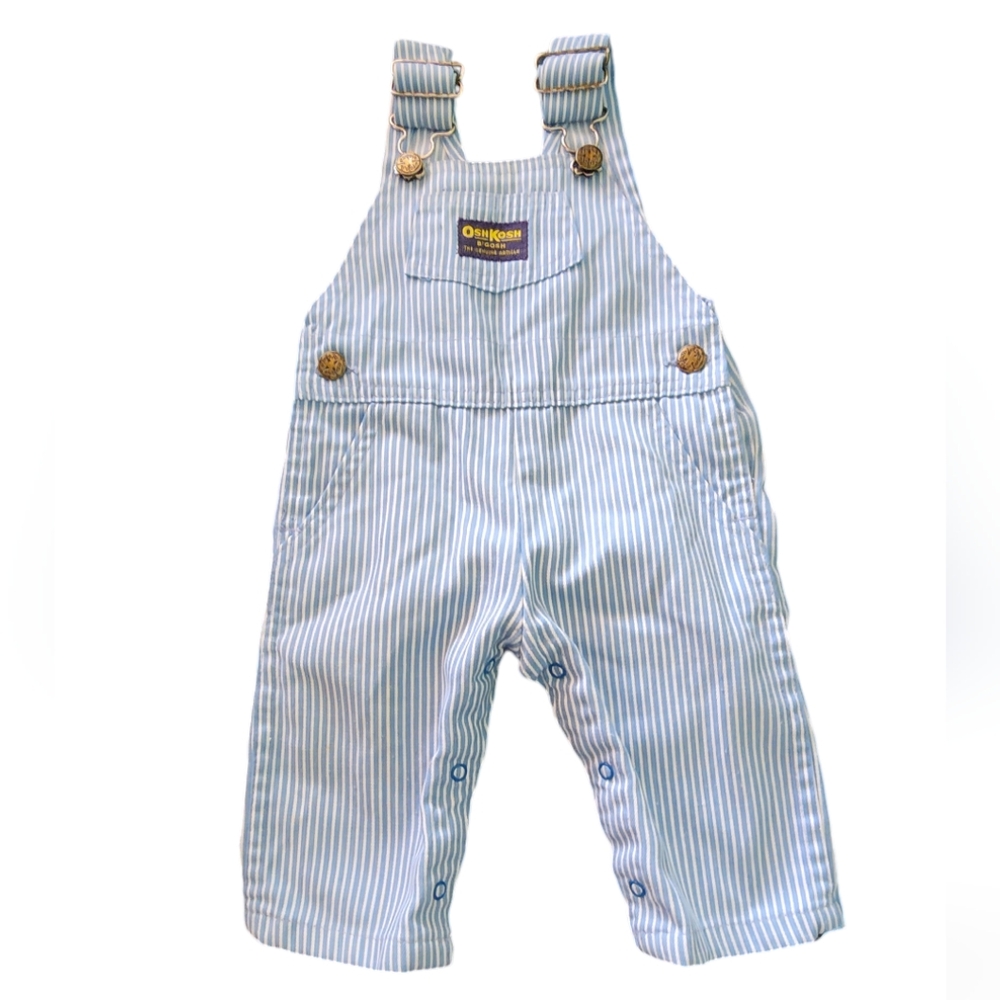 OSH KOSH Overalls Pinstripe baby blue & white Baby's 6 mths Unisex